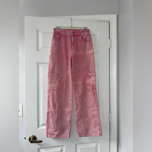 Full Tilt Pants - Pink Distressed Wide Leg Jeans!